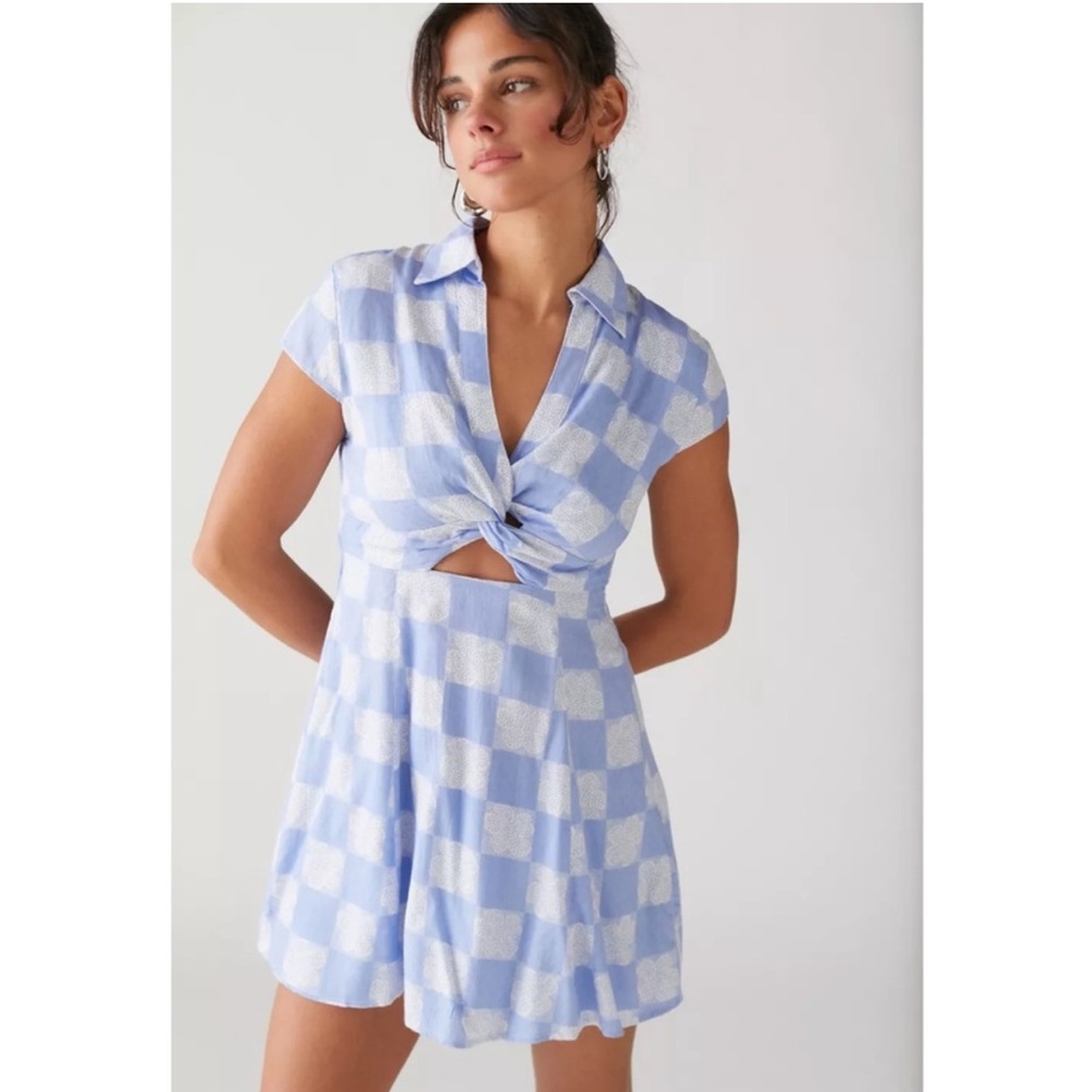 Blue and White Checkered Women's Dress